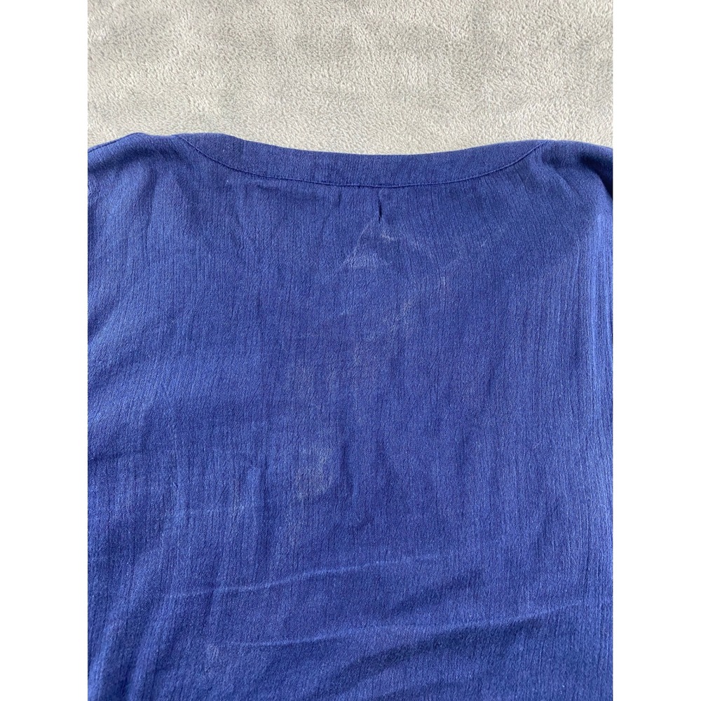New Directions Navy Blue Embroidered Studded Peasant Blouse Top Womens Large L - Picture 12 of 13